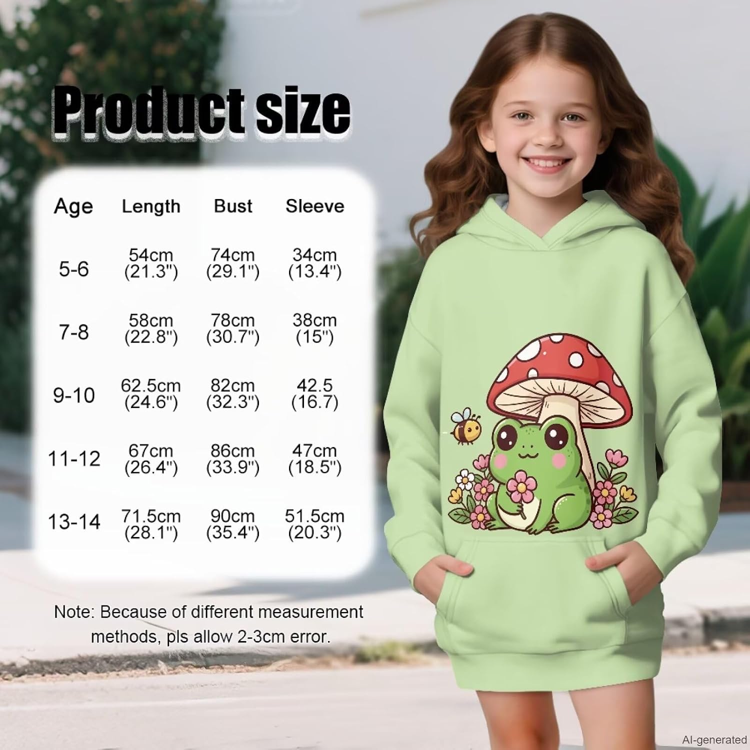 Kids Long Sleeve Pullover Hoodies Animal Hoodie Frog Sweatshirt Girls with Pocket Casual Clothes Size 5-14 Years