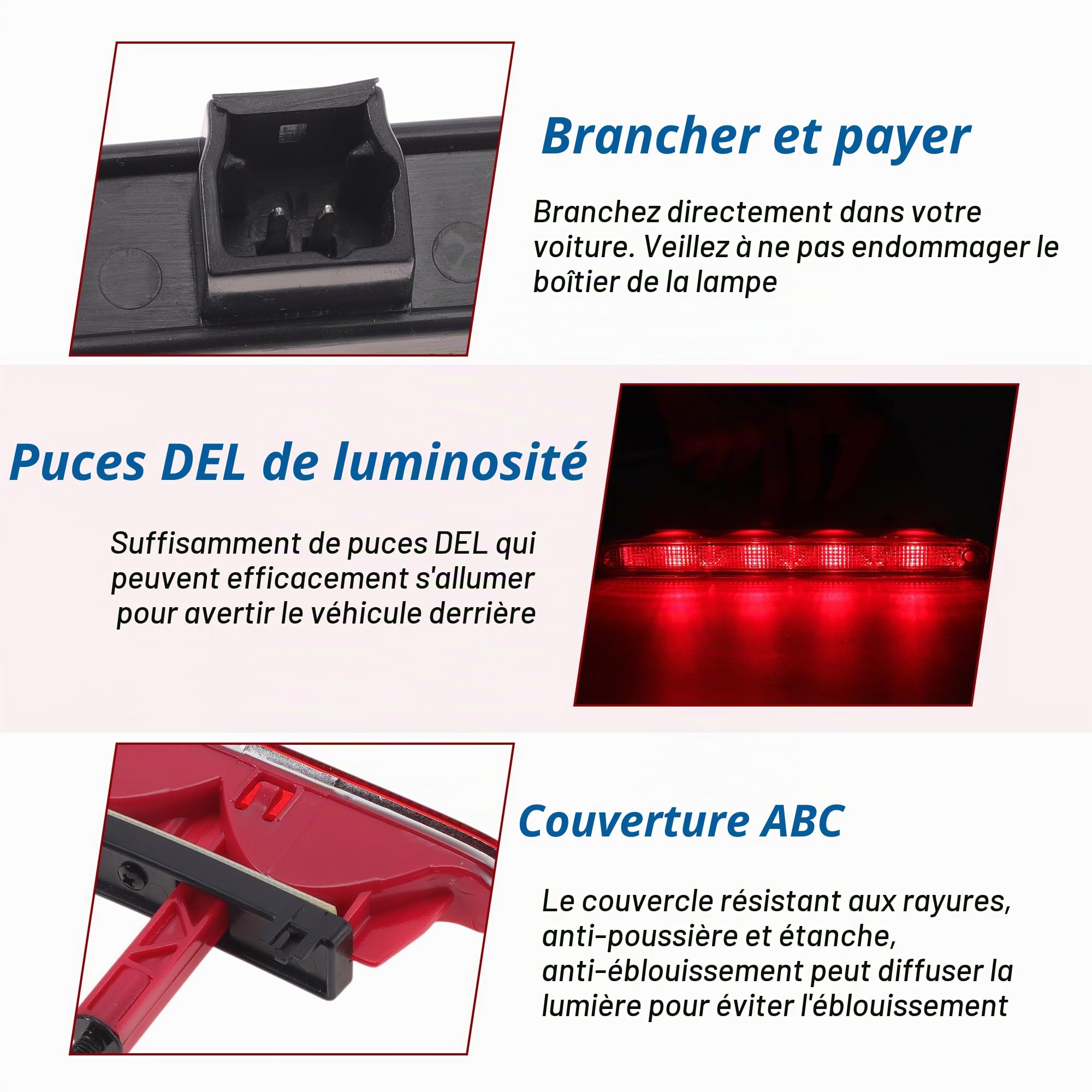 LED Troisième Feu Stop Pour Peugeot 307 Hatchback 2001-2008 No.6350P5 Rouge 5rd Feu Stop Arrière Centre Feu Stop Haute Niveau