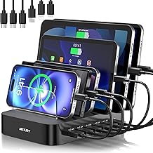 MSTJRY Charging Station for Multiple Devices : 6 Port USB Charger Statio...