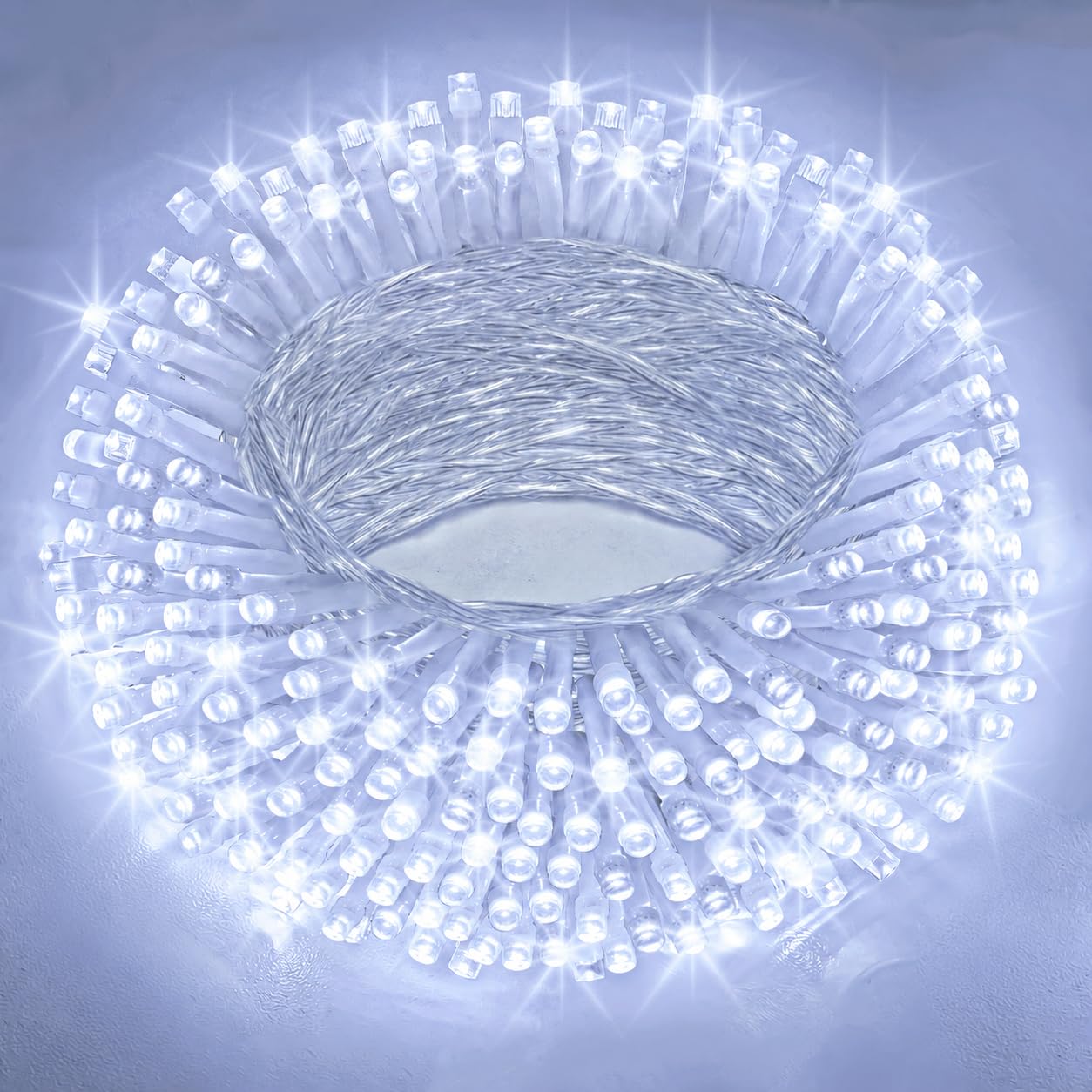 XmasBokeh Fairy Lights, 200 LED Christmas Lights, Clear Cable, 8 Modes