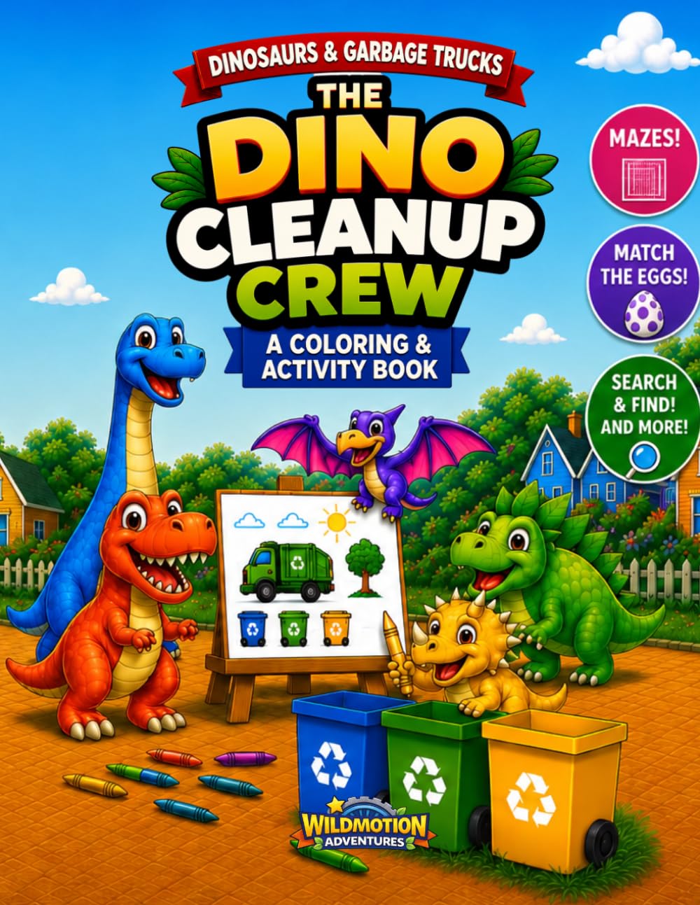 The Dino Cleanup Crew Coloring & Activity Book: Fun Activities & Coloring Pages for Kids Ages 4-8 (WildMotion Adventures)