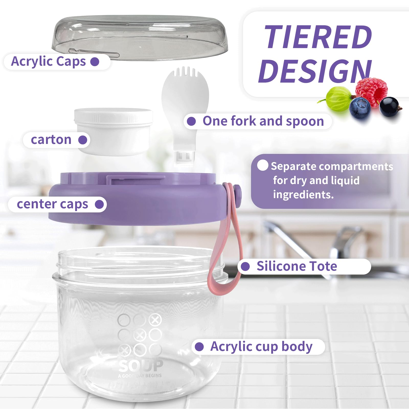 4 Overnight Oats Jar, 400ml Pot Overnight Oat Verre, Bocal En Verre Avec Couvercle Et Cuillere Bocaux Overnight Oats Meal Prep Containers Verre 99272237