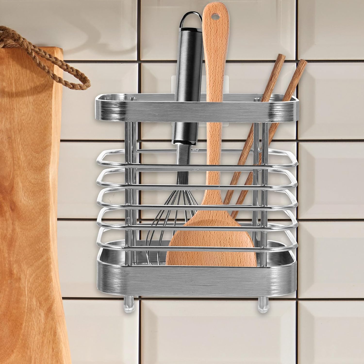 Stainless Steel Cutlery Holder for Kitchen Utensils, Silver Small