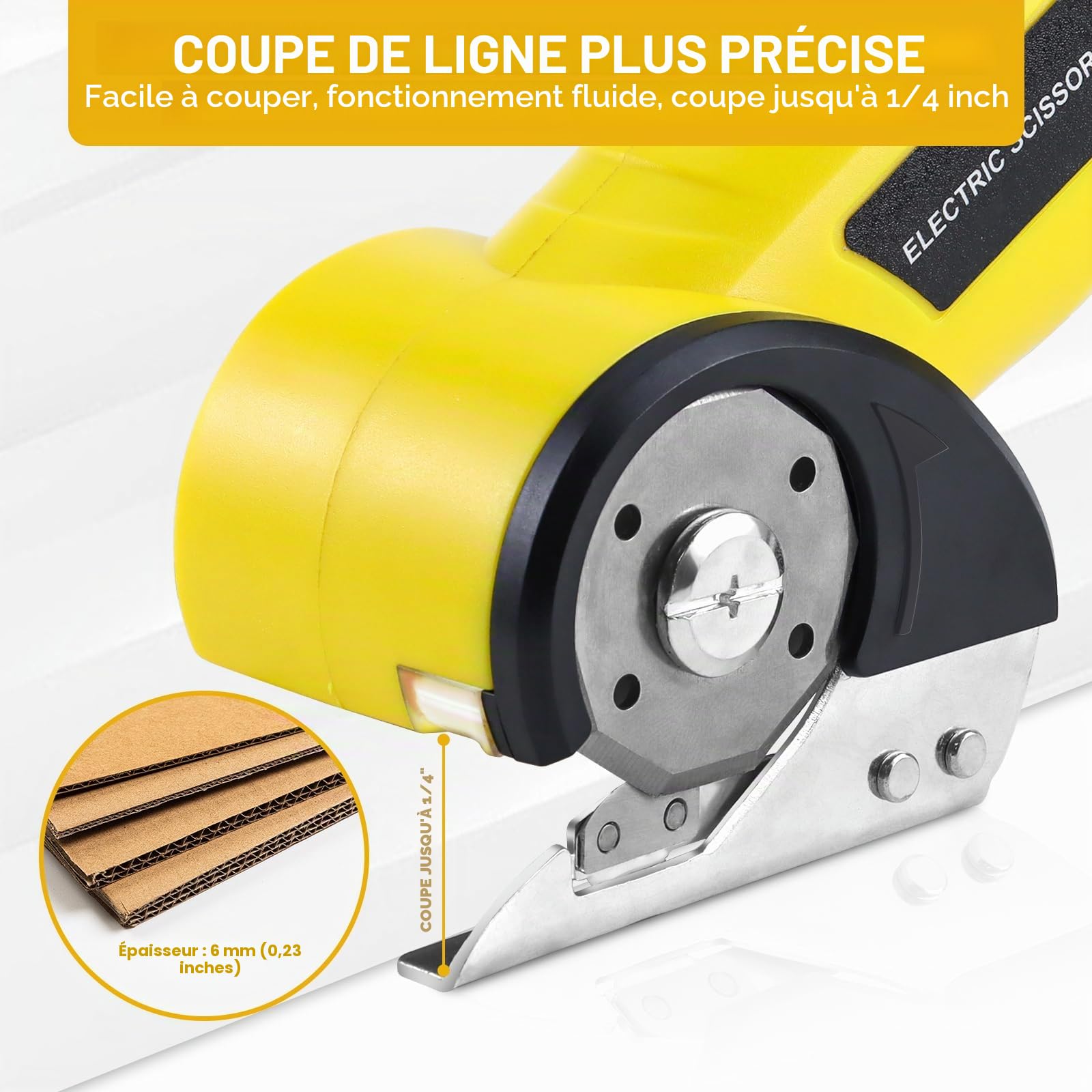 Ciseaux Électriques sans Fil, Coupe Carton Électrique 4 V Ciseaux Couture Électrique Rechargeable, Ciseaux Electrique Tissu Couture, Cutter Rotatif pour Tissus,Cuir,Moquette,Carton,Plastique