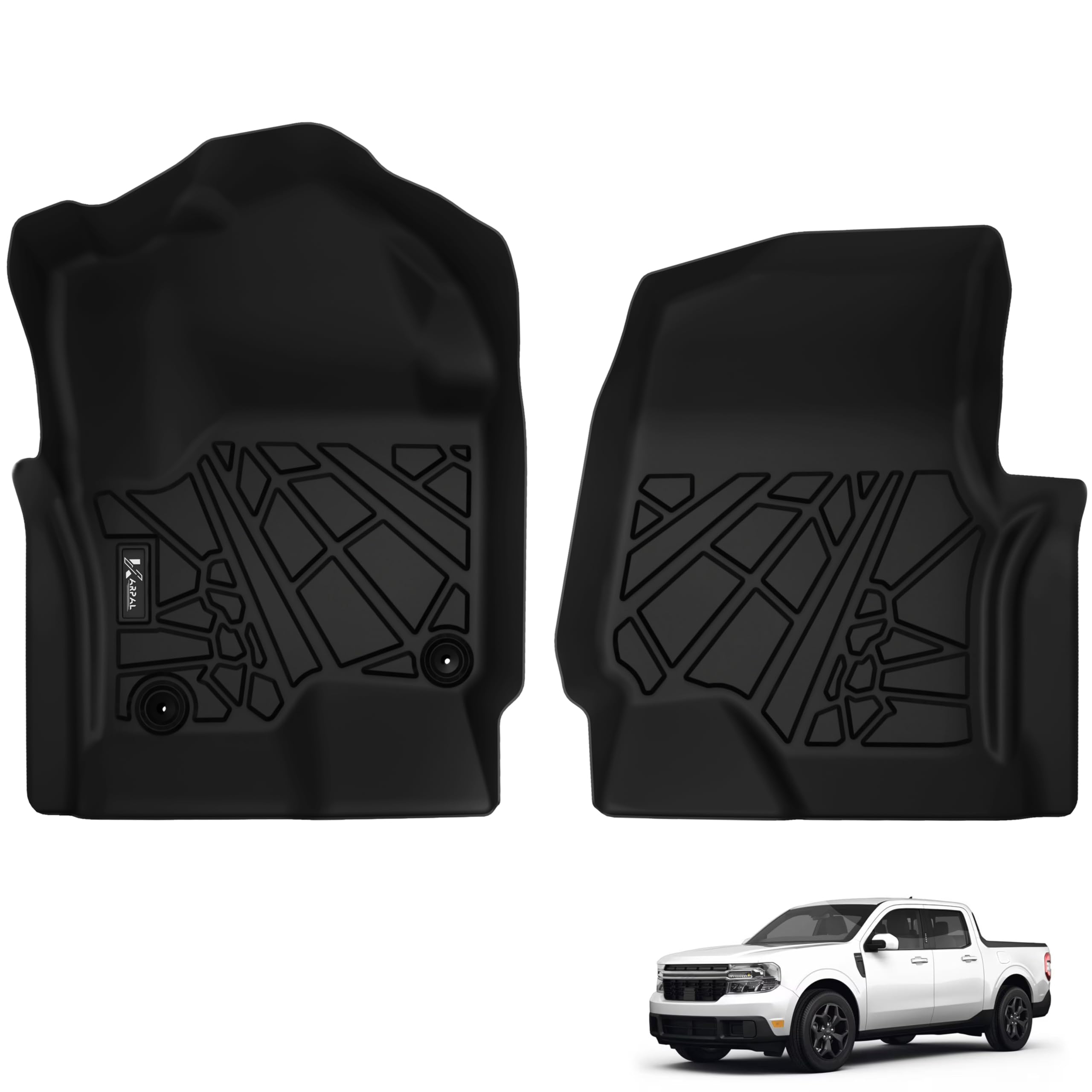 KARPAL Floor Mats Fit for 2017-2024 Ford F-250/ F-350/ F-450 Super Cab/Crew Cab (1st Row Bucket Seats w/Factory Carpeting), All Weather Custom Fit TPE Ford F250 F350 F450 1st & 2nd Row Floor Liners