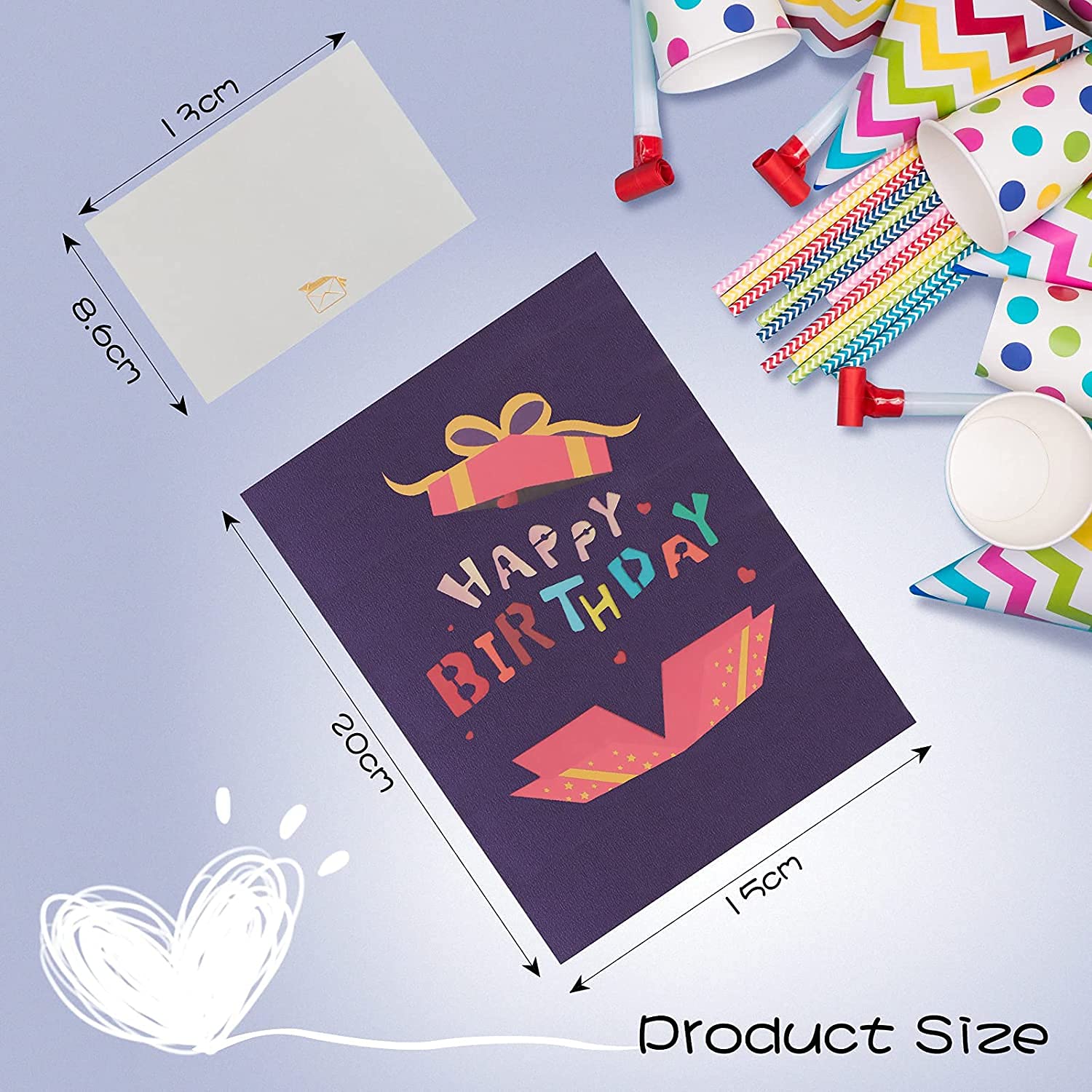 REYOK 3D Carte D'anniversaire, Carte Pop-up 3D, Carte De Vœux Anniversaire, Carte De Vœux, 3D Pop Up Cartes Avec Enveloppe D'or Dorrespondante (joyeux Anniversaire