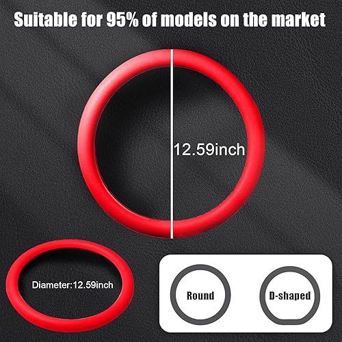 Miniatura 2 de JDDRY Protector de silicona para volante, ajuste universal (rojo, 1 unidad)