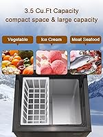 Vista 5 de Mini Chest Freezer 3.5 Cu.Ft 7 Gears Temperature Control Compact Deep Freezer with Top Open Door and Removable Storage Basket Black