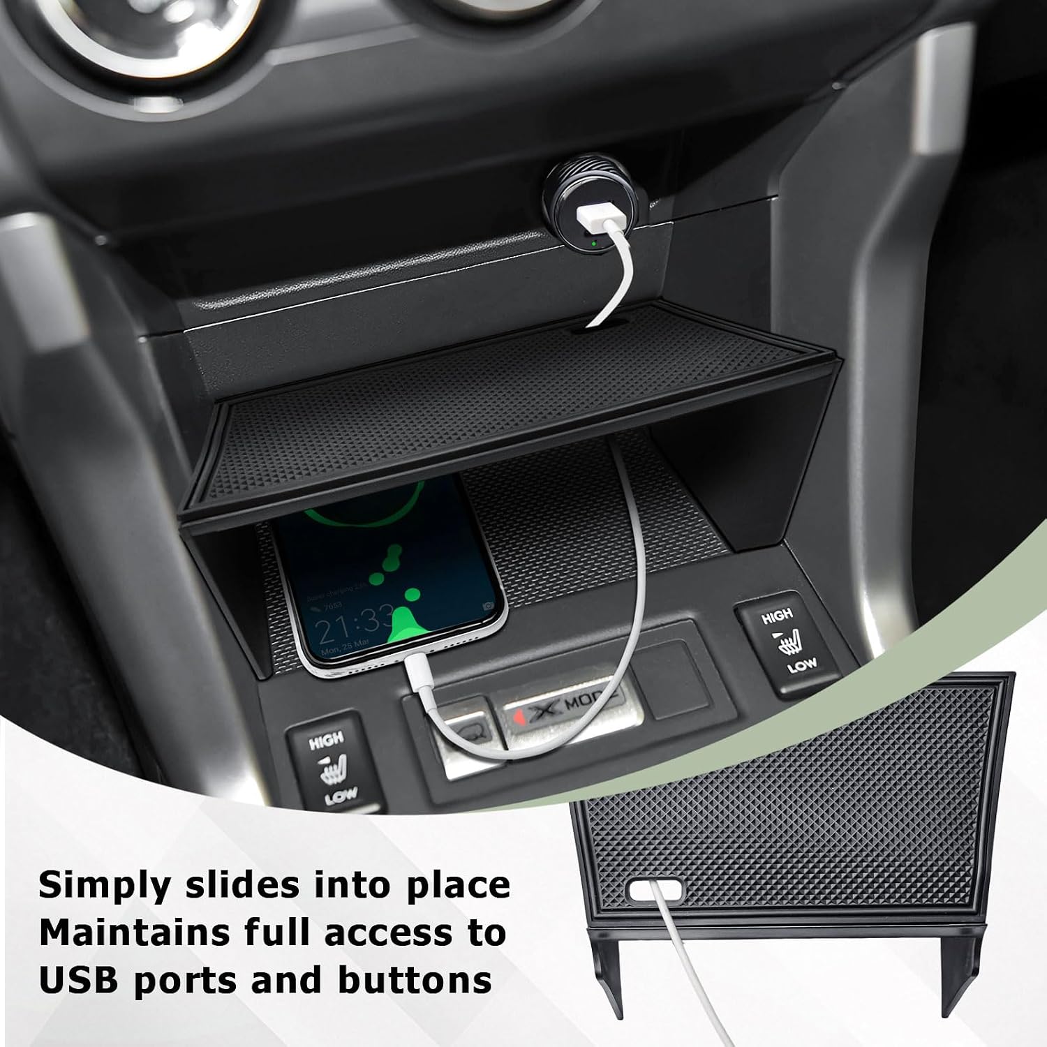 HGWEI Center Console Organizer Compatible with Subaru Forester 2013-2018 Interior Accessories, Front Gear Shift Storage Tray with Dual-Layer Design Removal Compartment Divider Insert Black