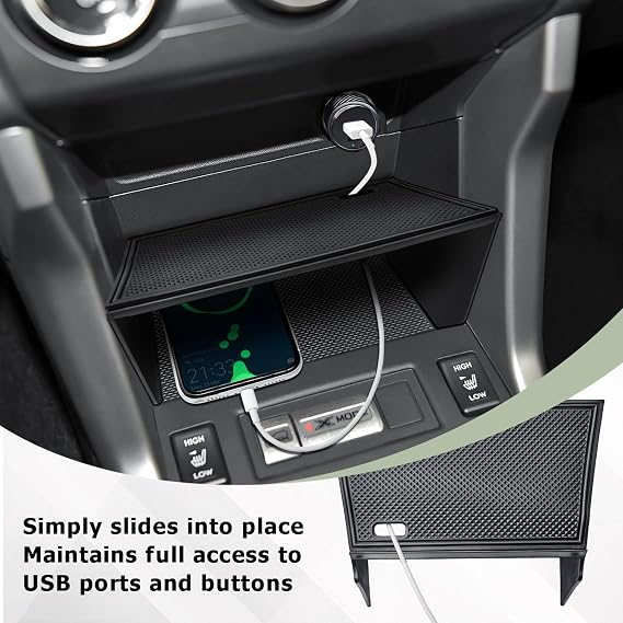 HGWEI Center Console Organizer Compatible with Subaru Forester 2013-2018 Interior Accessories, Front Gear Shift Storage Tray with Dual-Layer Design Removal Compartment Divider Insert Black