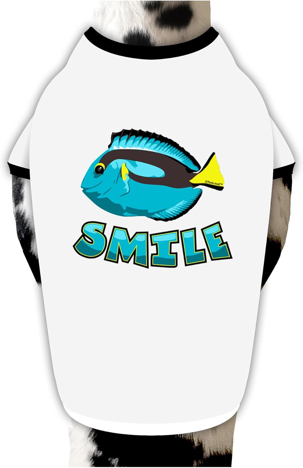 TOOLOUD Blue Tang Fish - Smile Dog Shirt White with Black XL