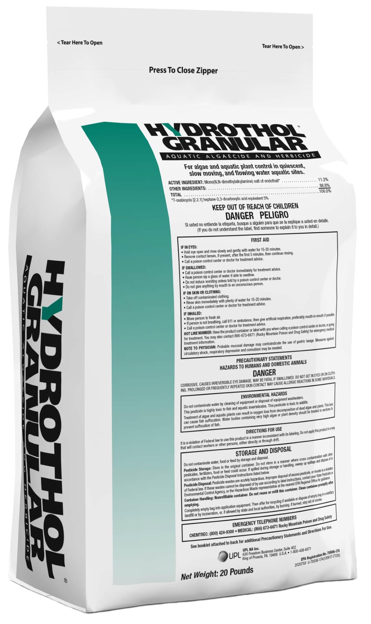 Hydrothol Aquatic Herbicide 20# Bag- Endothol 11%