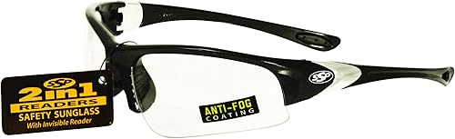 Lentes de seguridad SSP Bifocalespara leer, con montura negra y cristales antiniebla transparentes