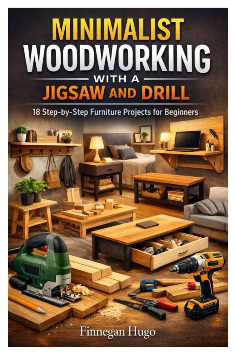 MINIMALIST WOODWORKING WITH A JIGSAW AND DRILL: 18 Step-by-Step Furniture Projects for Beginners