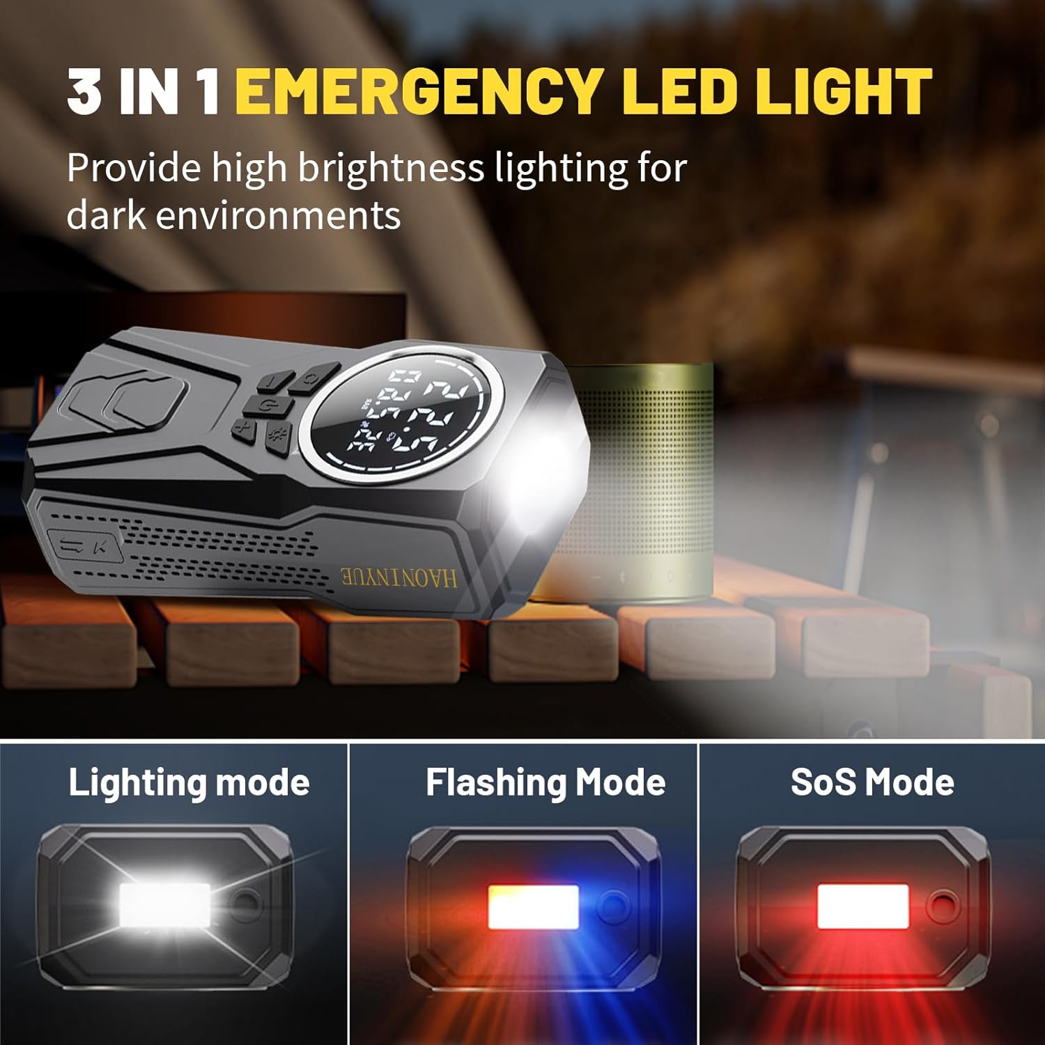 Car Jump Starter with Air Compressor,3000A Car Emergency Starting Power Supply,150PSI Tire Inflator Portable Compressor,battery jump starter,Portable Tire Inflator for Cars,Pickup Trucks,Bicycles,etc. - Image 8