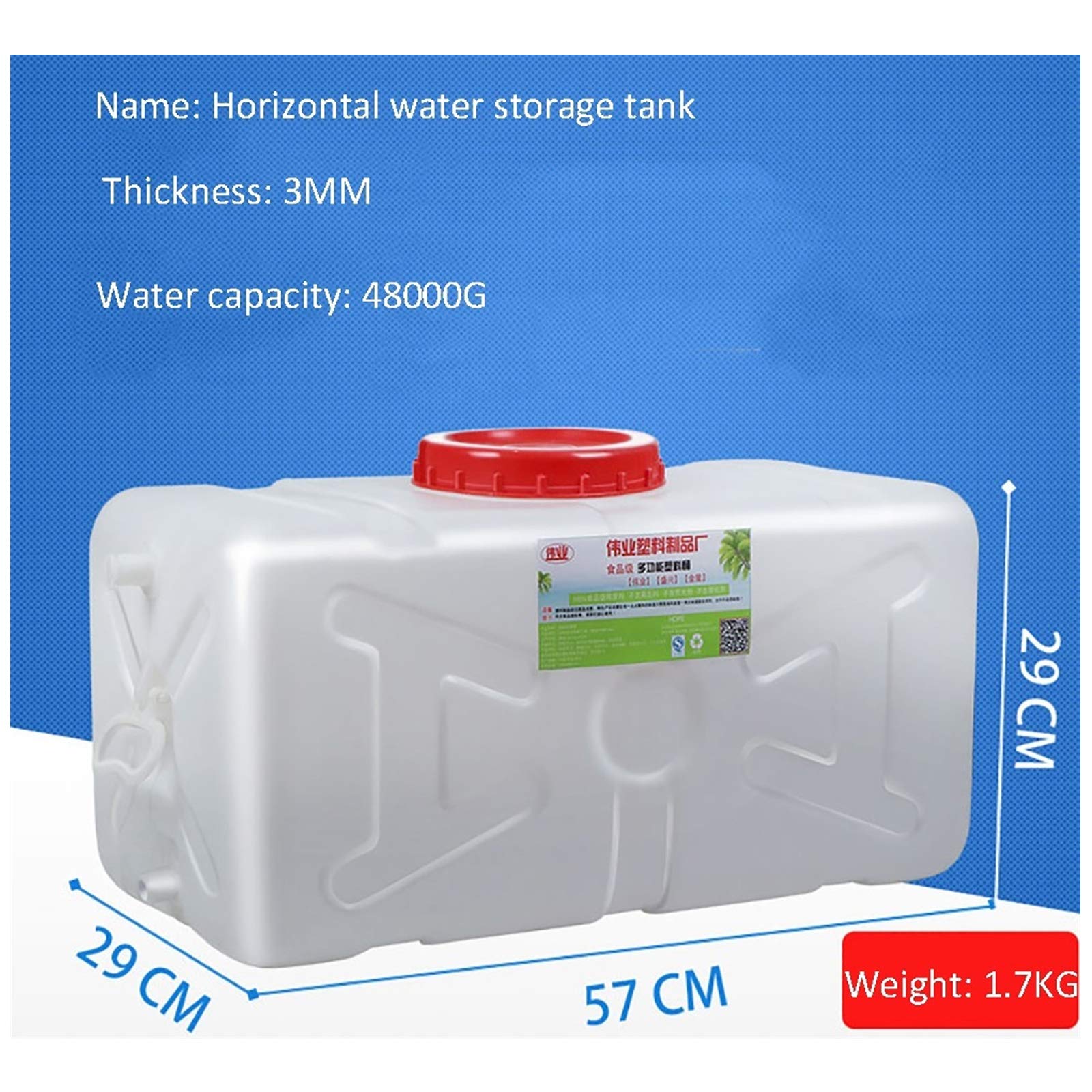 Serbatoio dell'Acqua 50L/96L/150L Serbatoio in Plastica per Uso Alimentare Domestico Serbatoio Rettangolare Spesso E Sovradimensionato Serbatoio dell'Acqua Serbatoio di S,96L