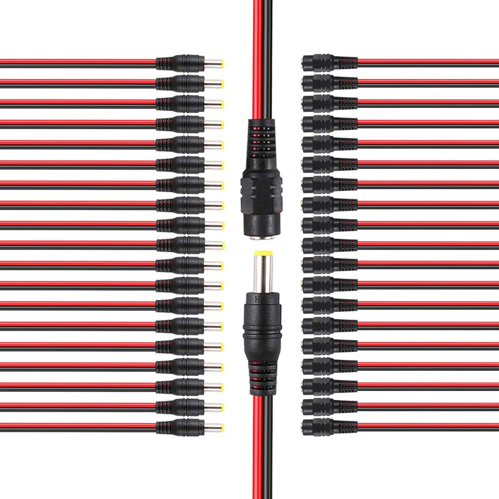 RUNCCI-YUN 100Pcs 5,5 Mm X 2.1 Mm/ 5,5 Mm X 2.1 Mm DC Connecteur Alimentation 12V Souder KIT,Prise Jack Mâle Douilles Femelle, Avec Capuchon En Caoutchouc, Pour Audio/Vidéo/Téléphone/CCTV