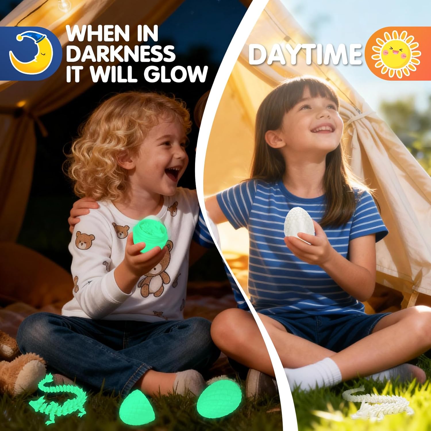 6 Pcs 3D Printed Dragon Eggs with Dragon Inside, Mini Dragon Egg Fidget Toy 3D Articulated Crystal Dragon Eggs, Easter Basket Stuffers 3D Printed Easter Eggs Animals Toy Set (Multicolor-6pcs) - Image 2