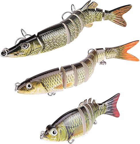 Pumowu Juego de señuelos de pesca, cebo multietapa, cebo biónico de hundimiento lento, agua salada de agua dulce, lubina bióónica, regalo de pesca