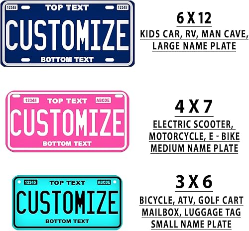 Miniatura 7 de Placa de matrícula personalizada  Etiqueta del vehículo  Placa de automóvil  Placa de motocicleta  Placa de bicicleta  Bicicleta  Car3 para niños