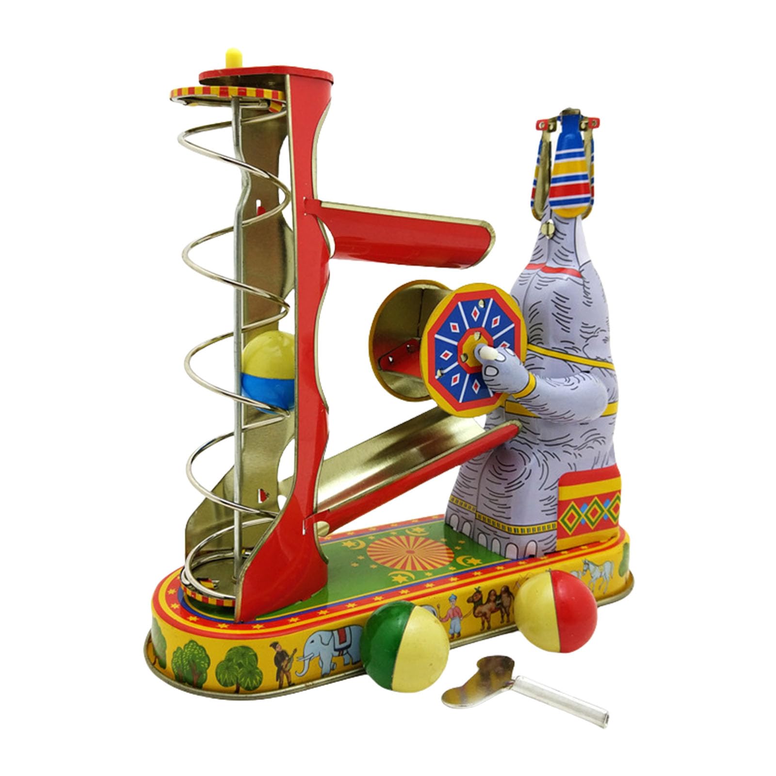 Elefanten-Spielzeug aus Weißblech mit dekorativen Details, perfekt für Vintage-Spielzeugsammler, Heimclub-Ausstellungsdekoration, Schreibtischzubehör