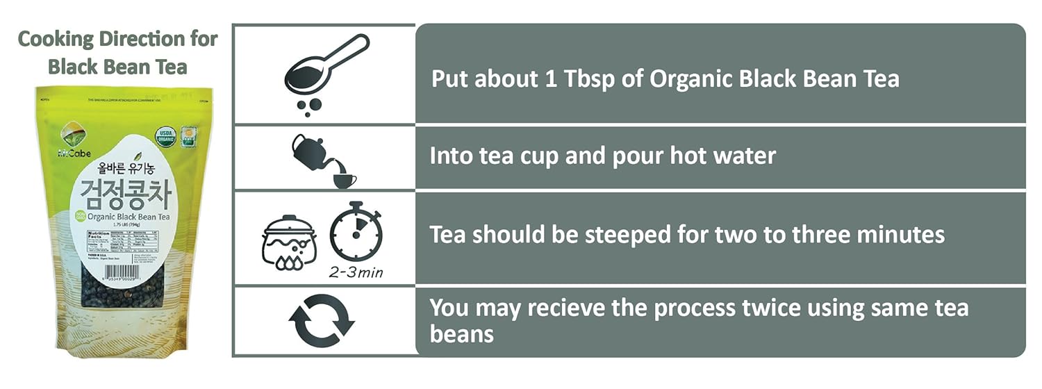 McCabe Organic Black Bean Tea - Roasted Black Beans Tea | USDA and CCOF Certified | Roasted and Packed in USA | 1.75 lbs (28 Oz) Pack of 2