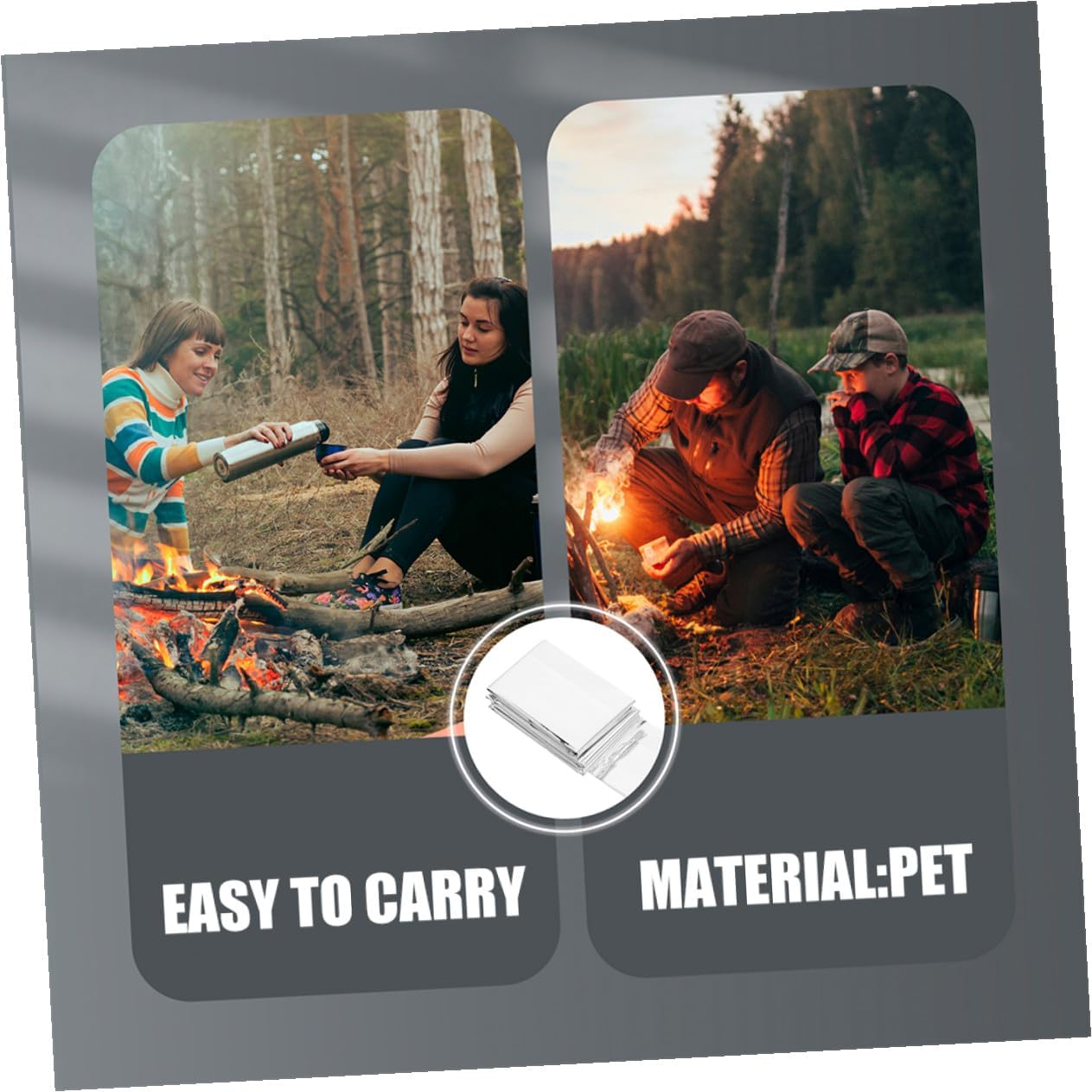 4pcs Emergency Survival Warm Blankets Silver Foil Insulation Camping Blanket Set 130x210cm Multi-use Thermal Emergency Film for Outdoor Hiking and First Aid