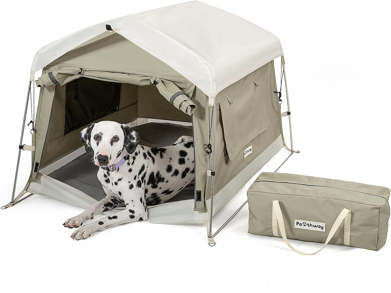 Portable Weatherproof Dog Tent with Aluminum Poles & Windows (Gray, Large) Portable Weatherproof Dog Tent with Aluminum Poles & Windows (Gray, Large)
