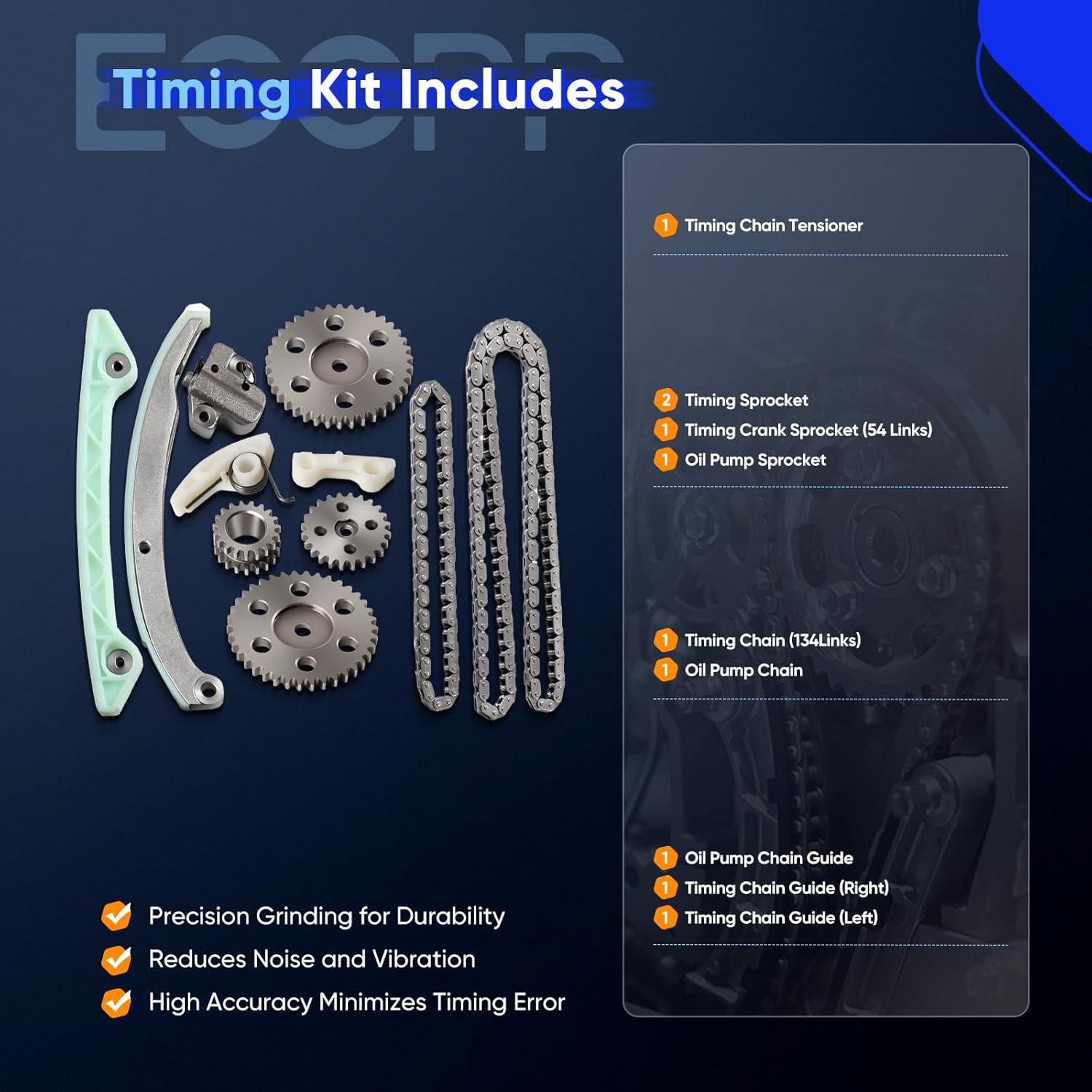 ECCPP Timing Chain Kit fits for 2005 2011 for ford Focus Transit Connect 2.0L 9-0727s 76144 9-0727s 76144 ETAUTO00009