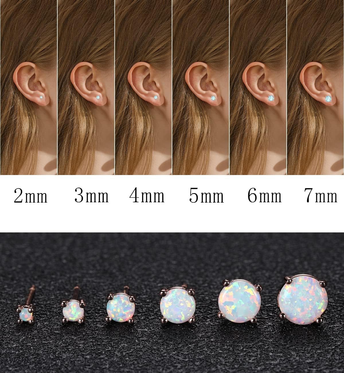 Opal Stud Earrings for Women Hypoallergenic 925 Sterling Silver Post Stud Earrings Sets for Multiple Piercing Jewelry Gift