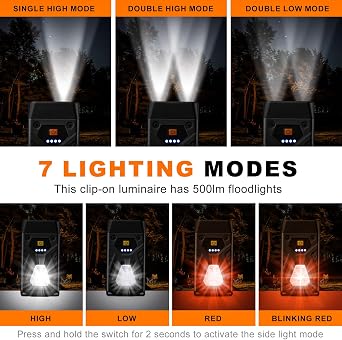 EDC Flashlight Clip-On Light, Mini Keychain Flashlight, 7 Lighting Modes Compact Pocket COB Light Type-C Rechargeable, for Working, Camping, Fishing, Hiking(Black 1 Pack)