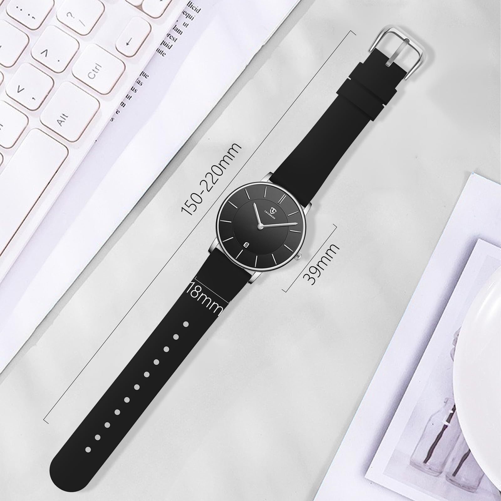 aswan watch Reloj Analógico de Cuarzo para Mujeres y Hombres con Correa de Silicona o Cuero,Reloj Clásico y Elegante para Mujer con Fecha,Caja de 39 mm,2 Agujas,Reloj Ultra Delgado