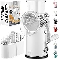 Vista 12 de Zulay Kitchen Rallador Rotativo de Queso de 5 Cuchillas Rallador de Queso - Rallador de Queso Manual de Manivela con Succión Reforzada y 5 Tambores