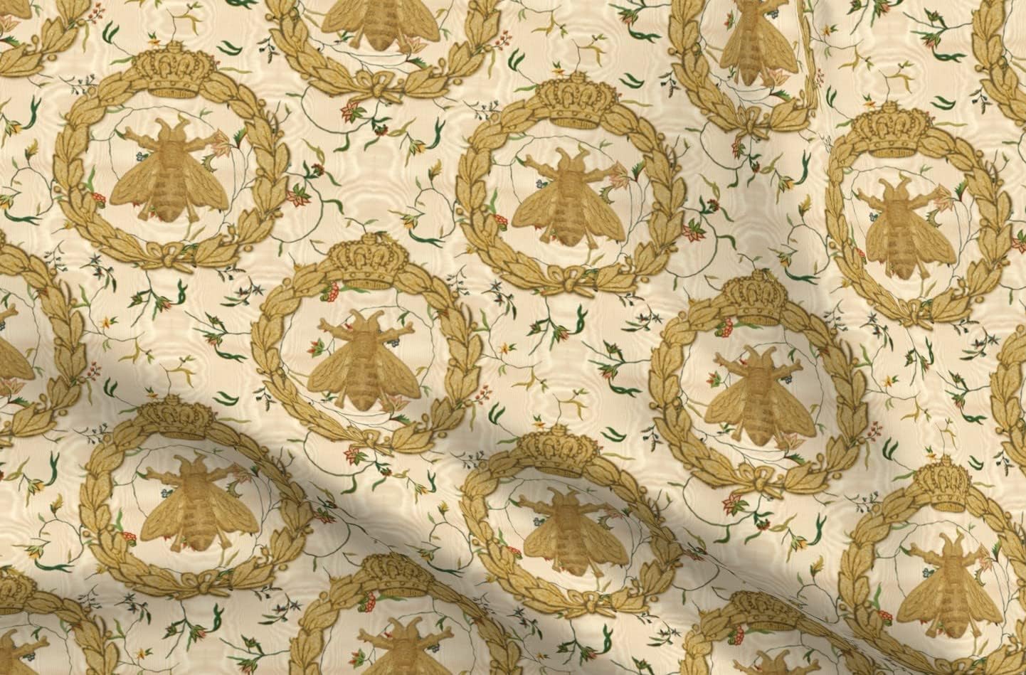 Spoonflower Fabric - Bees Bee Chintz French Antique Floral Vintage Nature Insect Honeybee Printed on Upholstery Velvet Fabric Fat Quarter - Upholstery Home Decor Bottomweight Apparel