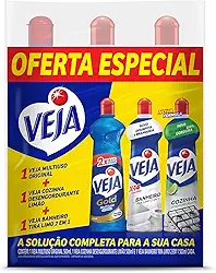 Veja Kit - 1 Limpadores Multiuso Original 500Ml + 1 Limpador Cozinha Desengordurante Limão 500Ml + 1 Limpador Banheiro Tira Limo 500Ml Azul E Branco