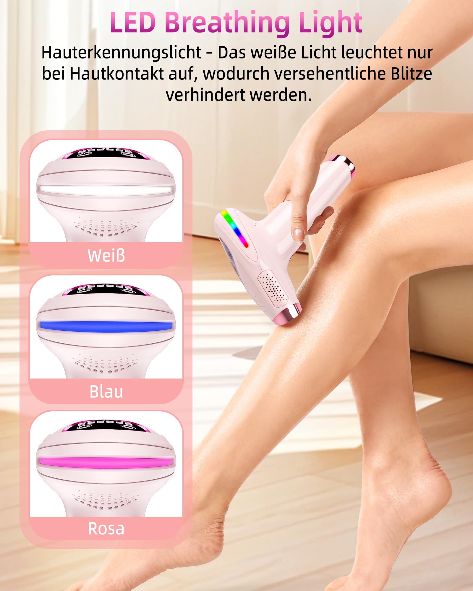 IPL Geräte Haarentfernung - 6.8cm² Großkaliber Schnell Laser Haarentfernung mit 2 Ersatzköpfe,3-in-1 Zuhause Dauerhafte Haarentfernungsgerät mit HR/SC/RA,Damen Lazer Epilasyon für Gesicht,Intimbereich