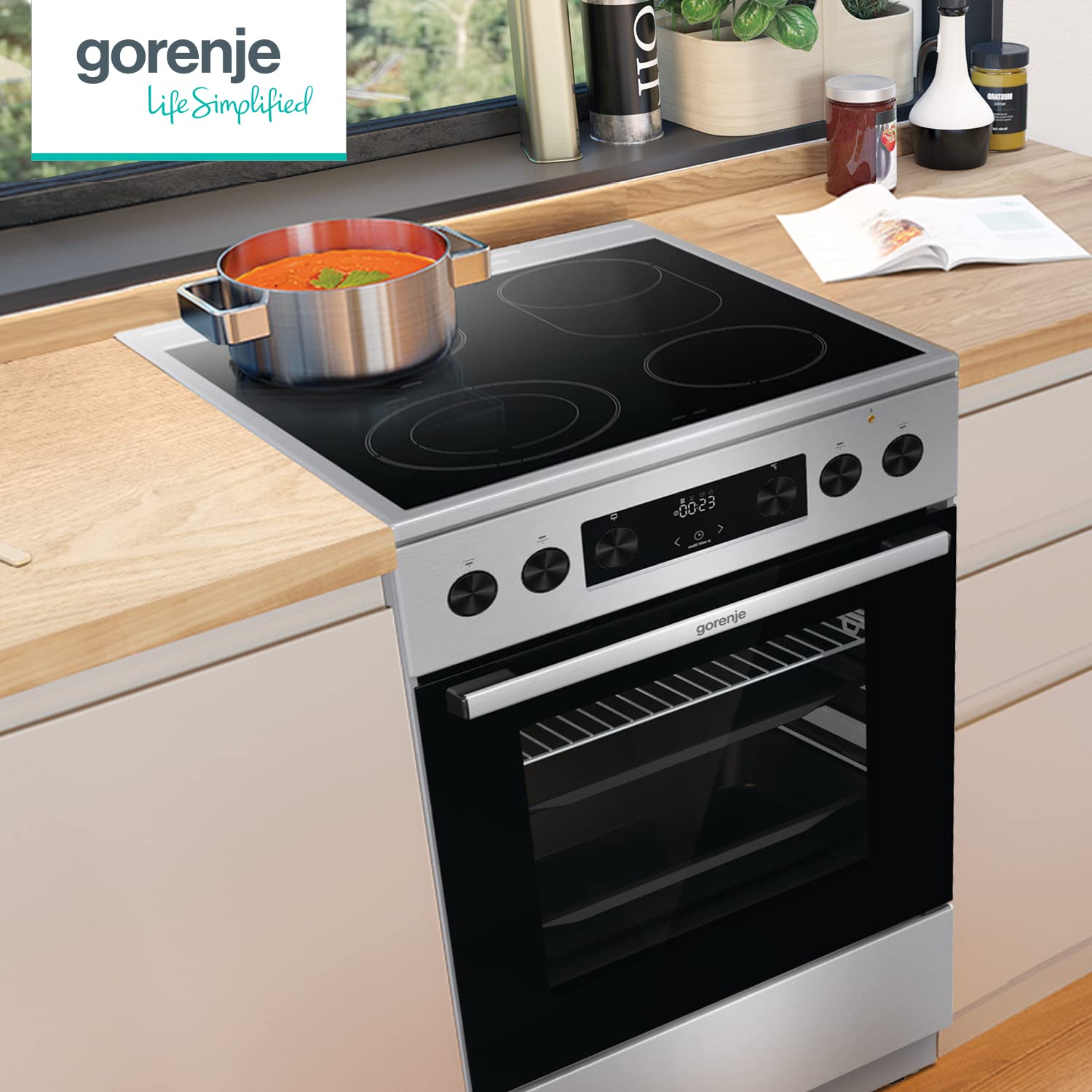 Gorenje GECS5C70XPA Elektro-Standherd 50cm 70 Liter Glaskeramik-Kochfeld schwarz