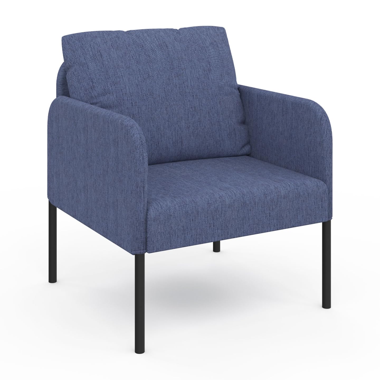 IDMarket - Poltrona AUGUSTE tessuto blu gambe in metallo nero