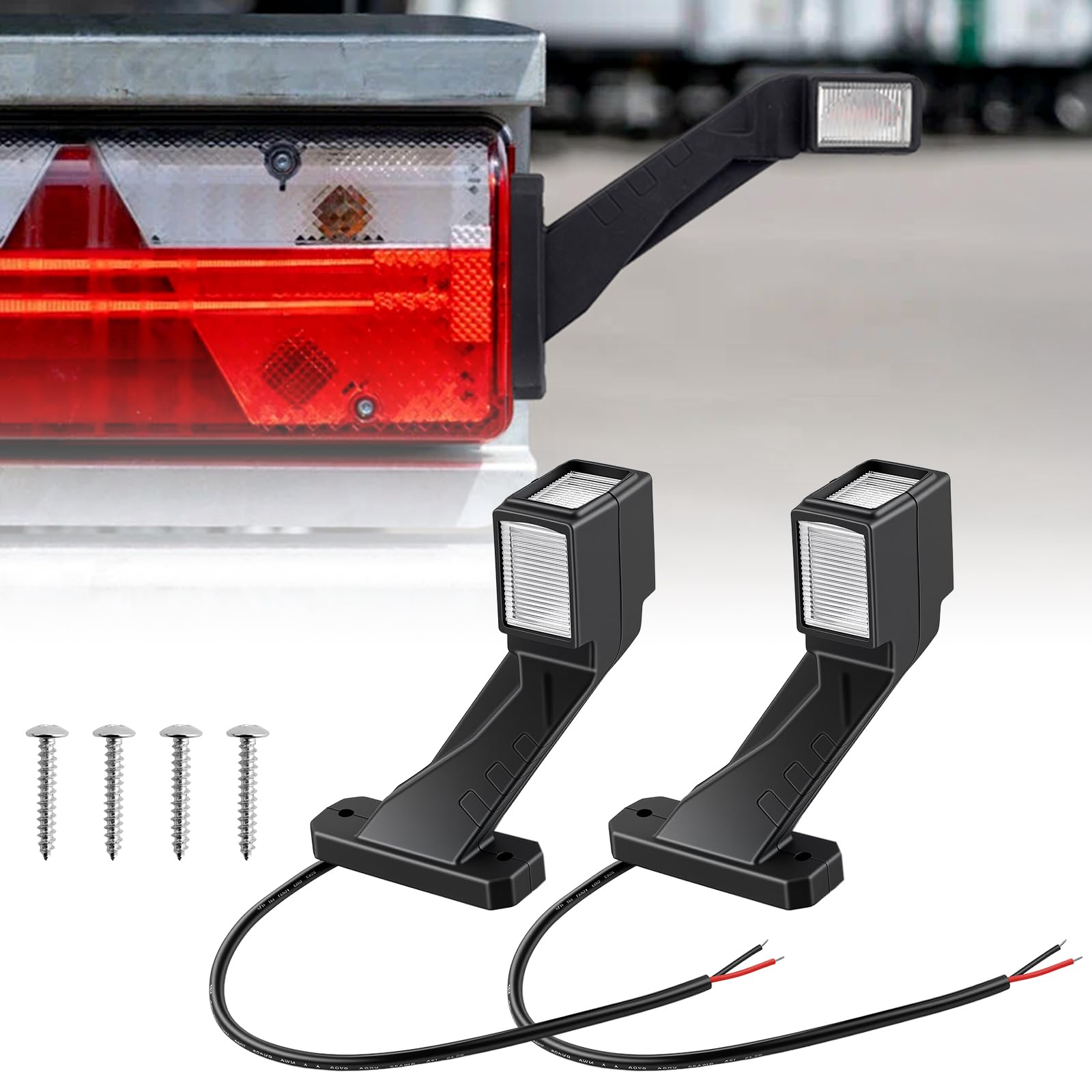 Justech 2x Feux de Gabarit Latéraux LED, Lumière de Position 6 LED Homologuée E-Mark, IP65 Étanche, Feux Latéraux à 3 Couleurs Haute Luminosité pour Camions/Remorques/Camping-Cars 10V-30V