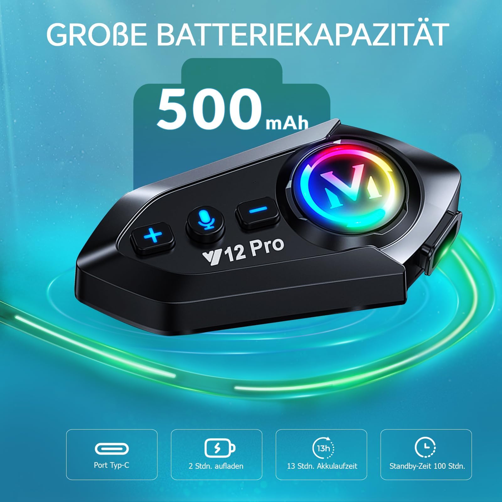 Intercom - Cuffie da moto per 2 persone, sistema di comunicazione Bluetooth