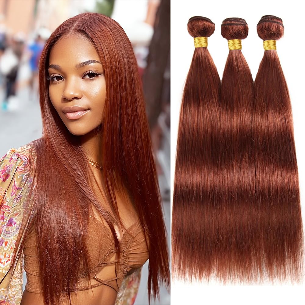 Amazon.com : QEUOPE Reddish Brown Bundles Human Hair Color 33