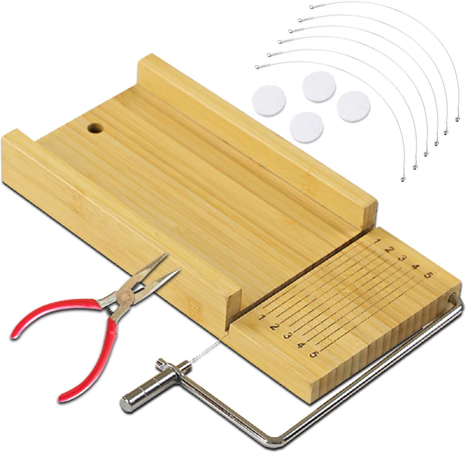 CFtrum Multi-function Practical Adjustable Handmade Wood Soap Cutter Cheese Board with Wire Cutter Slicer for Handmade Soaps and Candles Trimming DIY Soap Making Tools