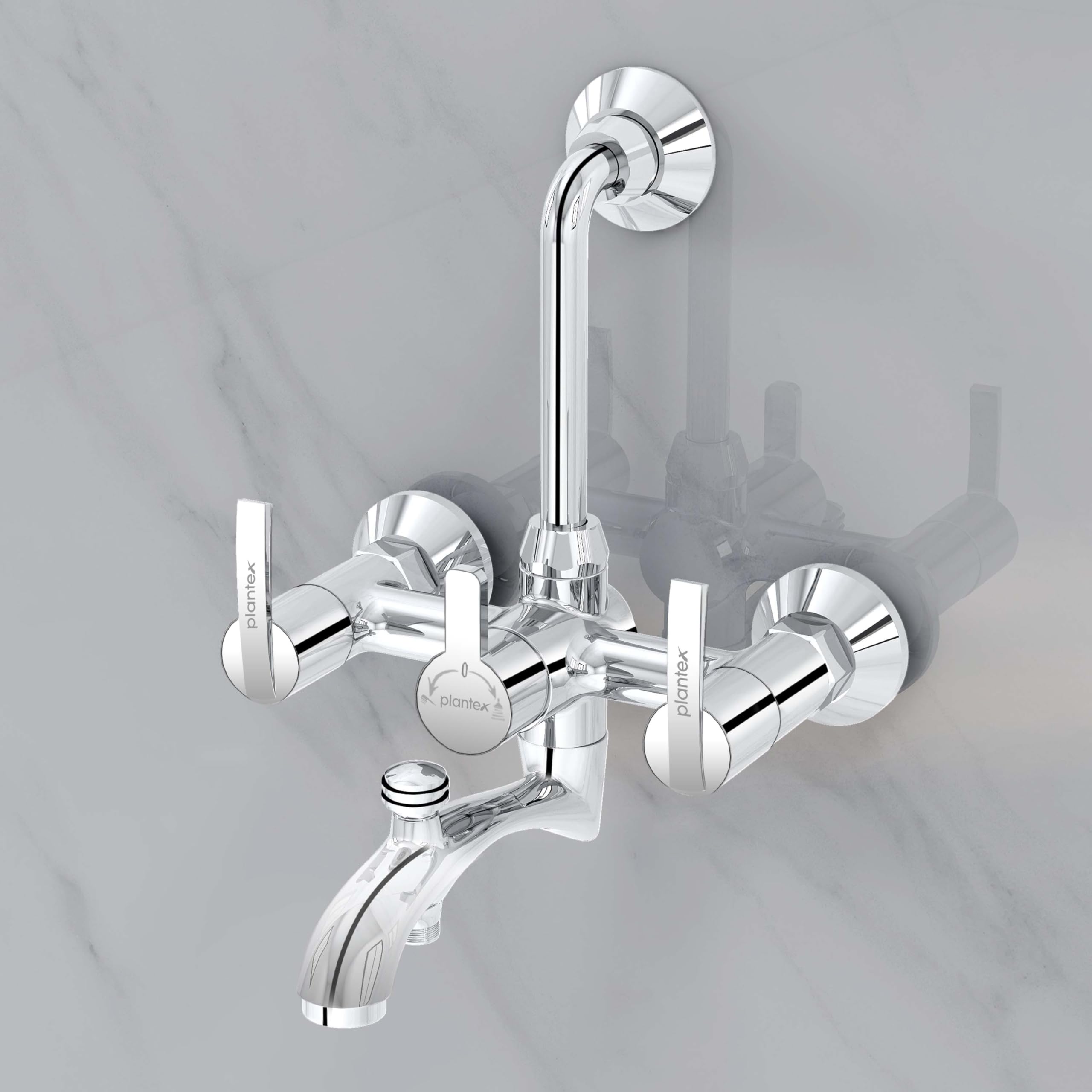 Plantex Pure Brass Wall Mixer for Bathroom 3 in 1 with L-Bend Provision for Overhead Shower & Hand Shower/Bathroom Mixer Tap with Brass Wall Flange & Teflon Tape/Water Mixer Tap-(AQ-1419-Chrome) (B092ZF843V) Amazon Price History, Amazon Price Tracker