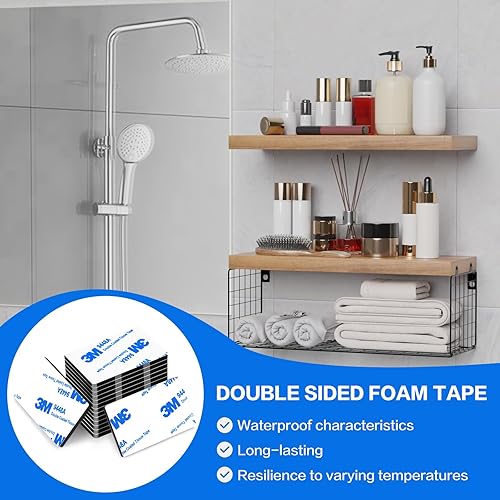 Miniatura 6 de Cintas adhesivas de doble cara, cinta adhesiva resistente para montaje, 48 piezas de 3 mm de espesor, cinta adhesiva de espuma precortada,