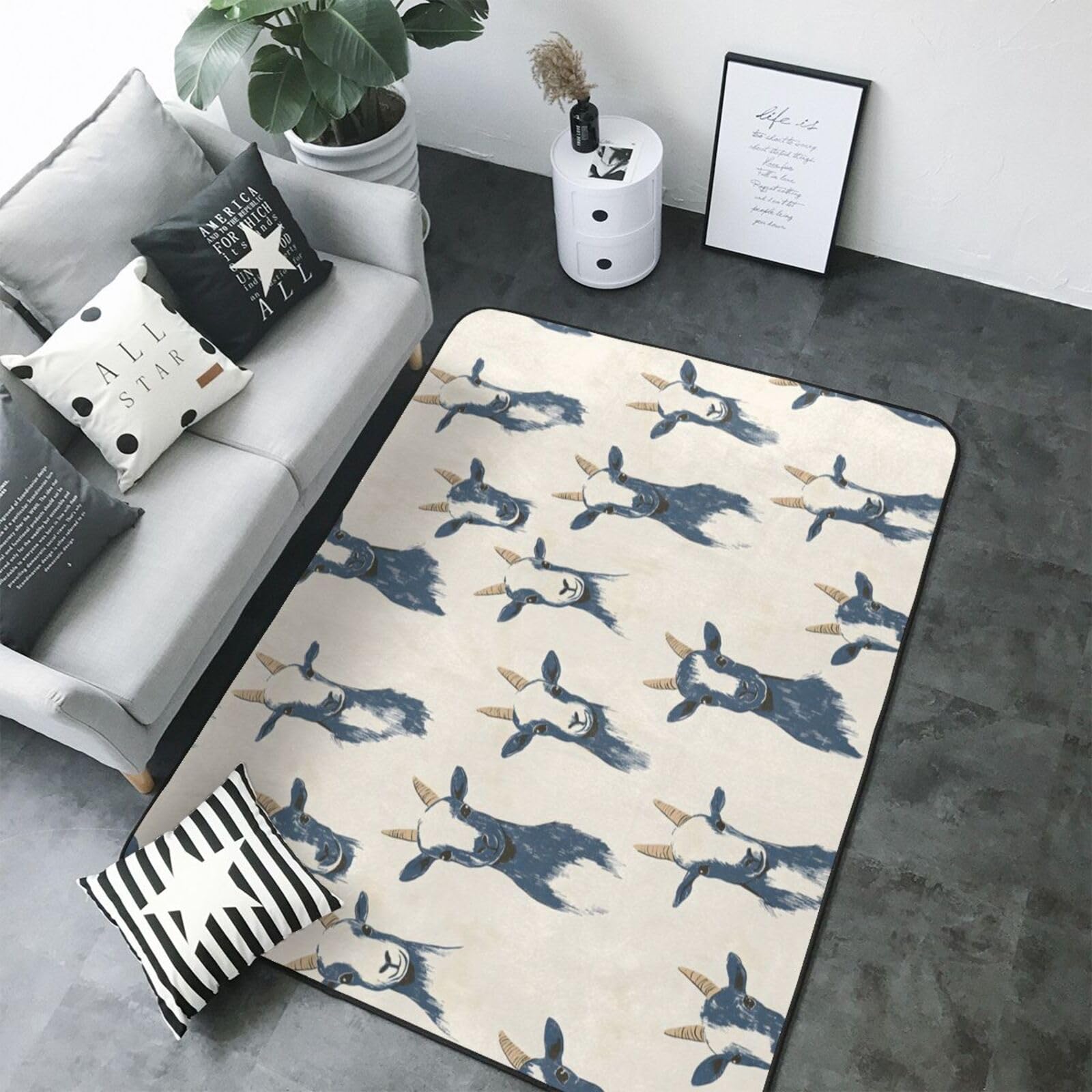 Tapis doux salon imprimé chèvre mignon pour chambre enfant cosy