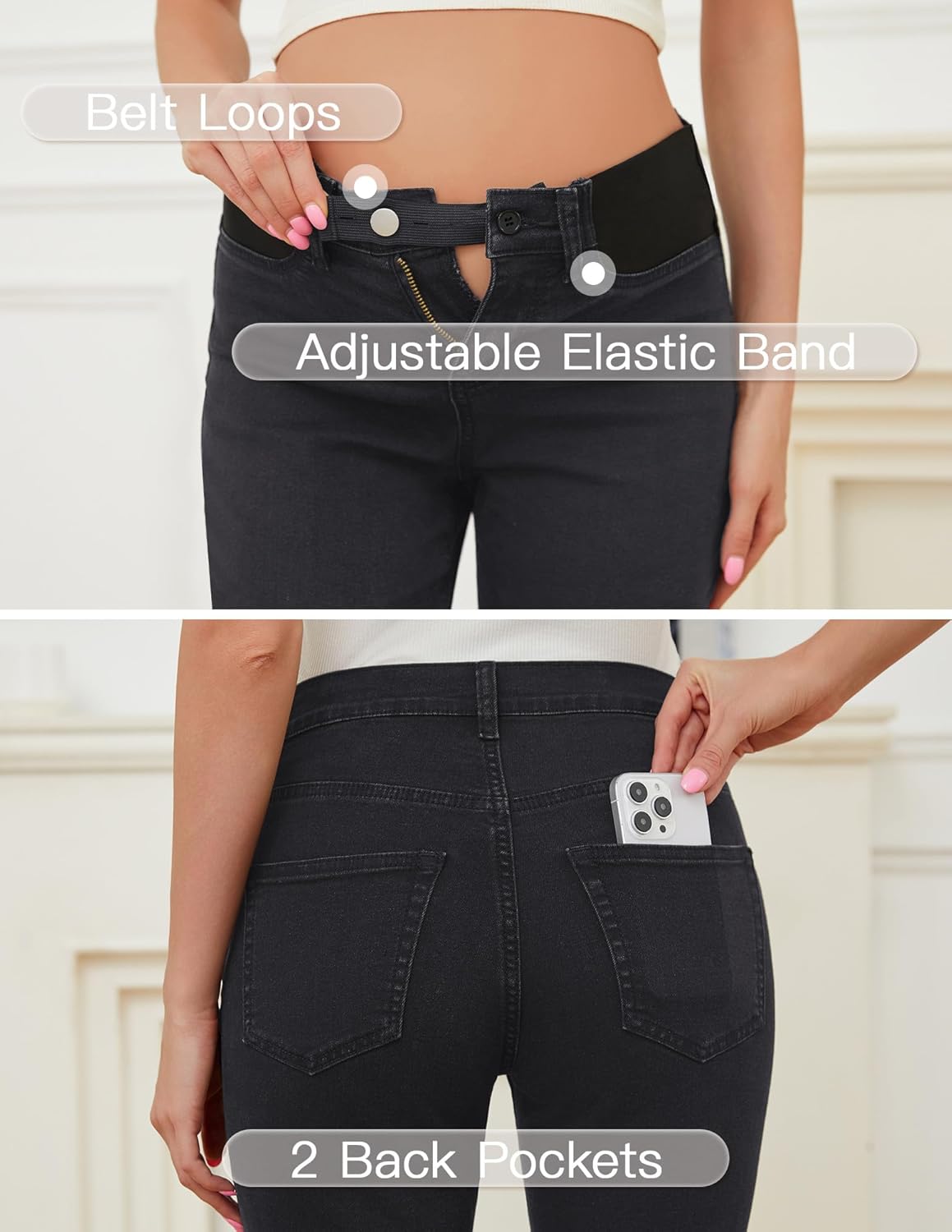 AMPOSH Women's Maternity Skinny Jeans Mid-Rise Stretchy Denim Pants for Pregnancy and Postpartum - Image 4