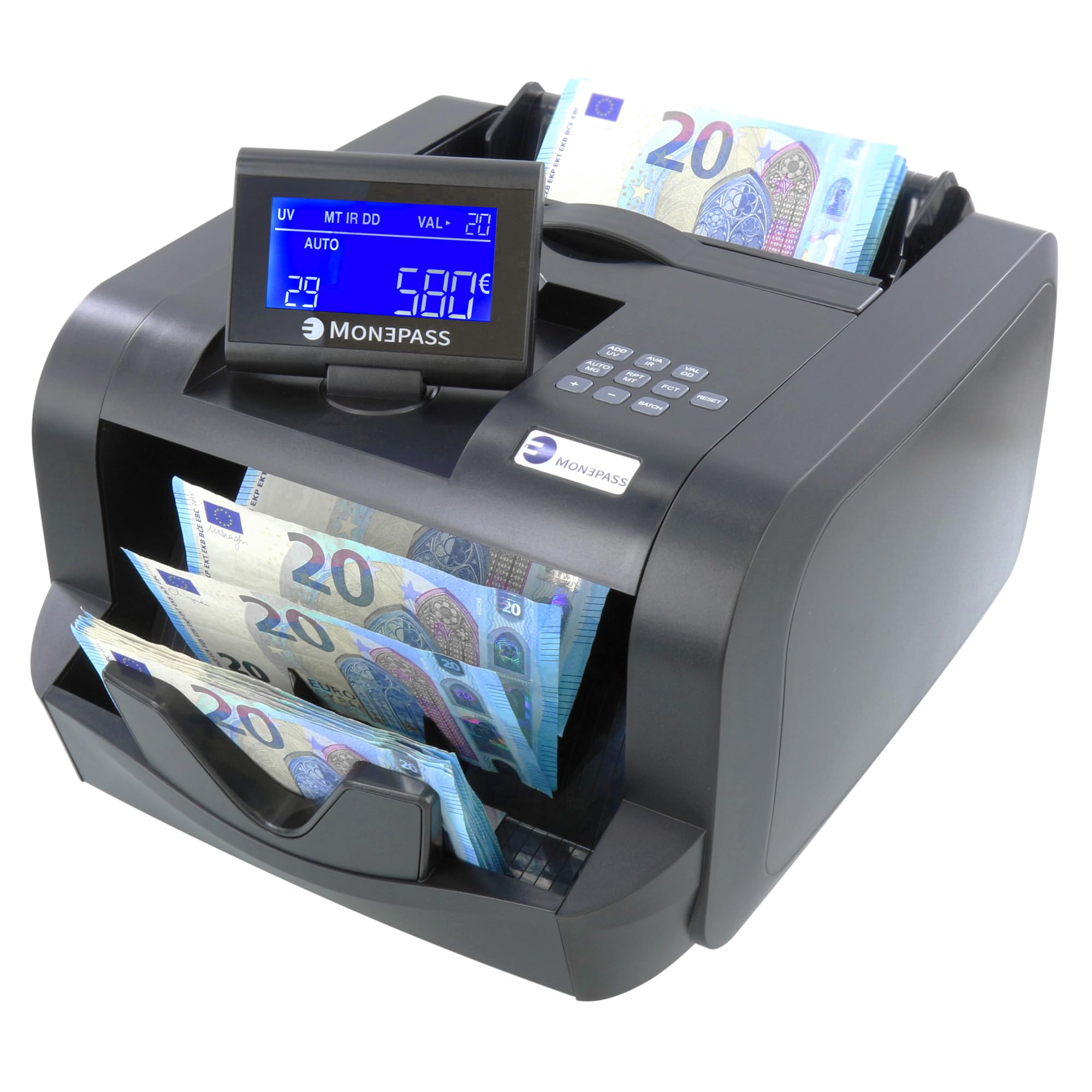 Monepass France - Contabanconote + Valorizer su registro ordinato, quintuple rilevamento UV/MGI/MGT/IR/2D, garanzia 2 anni