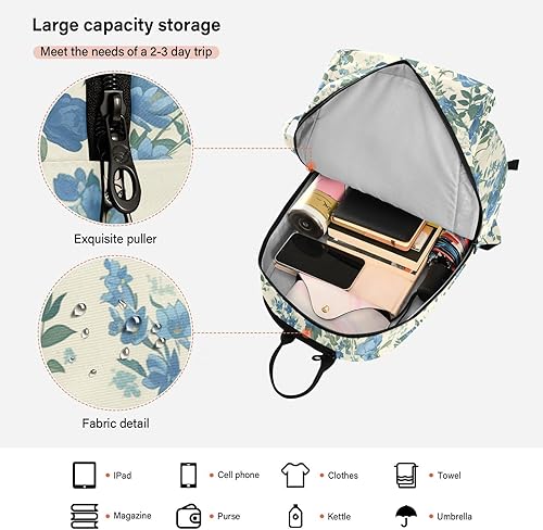 Miniatura 6 de Tennis Racquet Ball Bag Cute Sturdy Vintage Style Floral Pattern Blue Roses Gym Bags Travel Backpack for Teen Boys Girls Men Women bolso para raqueta