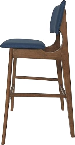 Miniatura 9 de Christopher Knight Home Luella - Silla de bar de madera de 42 pulgadas con asientos de tela (juego de 2), acabado azul oscuro y nogal