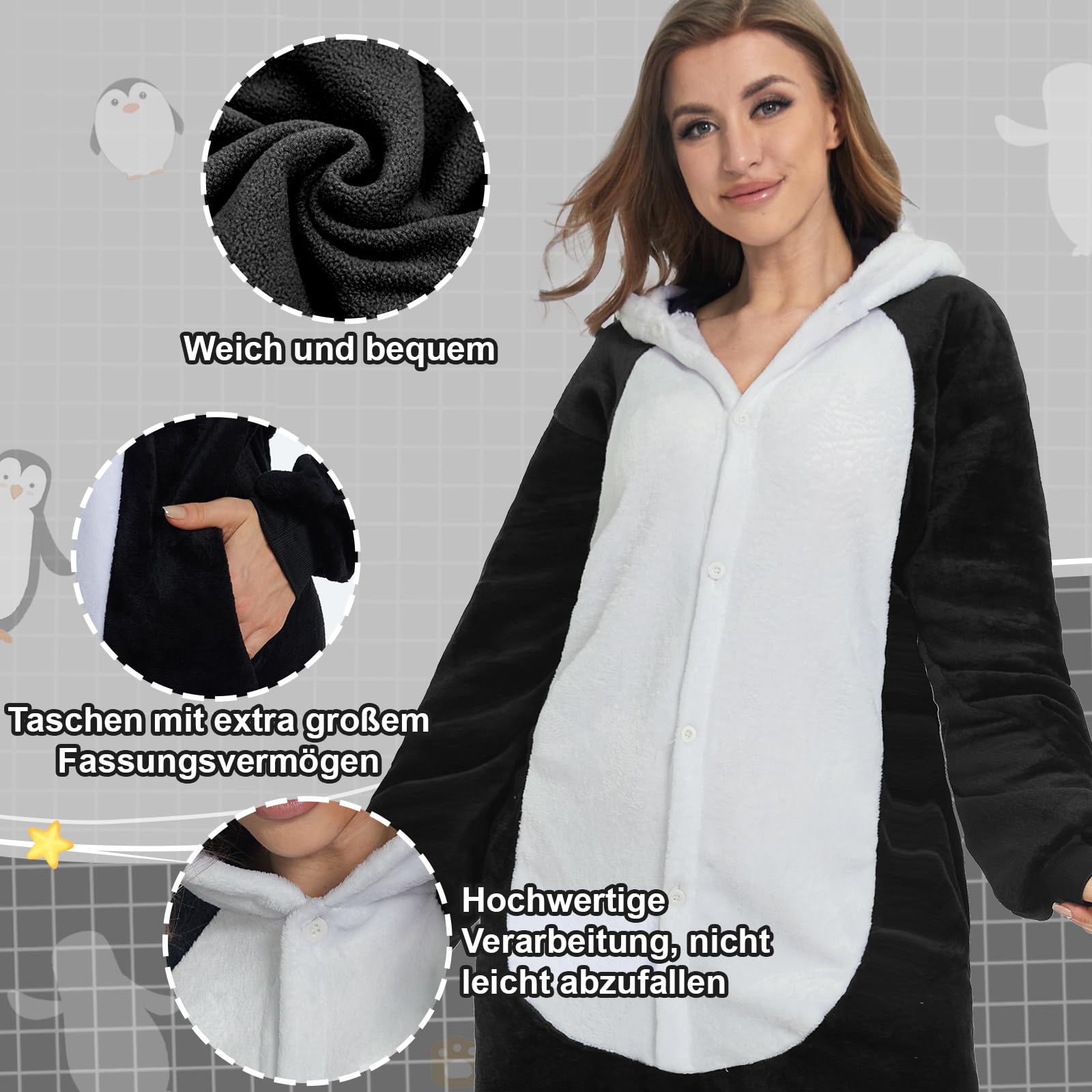 JONRRYIN Piżama Zwierzęta Dorosły Unisex Kombinezon, Zwierzęca Piżama Onesie Kostium, Piżama Kigurumi Anime Sleepwear Kombinezon Cosplay Zestaw na Halloween, karnawał